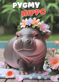 Cute chubby pygmy hippo theme 02