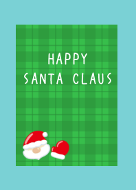 HAPPY SANTA CLAUSj-GREEN CHECKERED-MINT