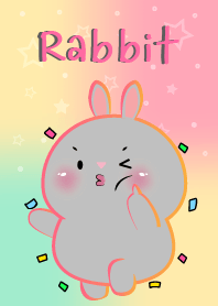 Lovely Grey Rabbit  In Pastel Theme