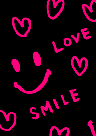 Smile Love Heart-Black Vivid pink-joc
