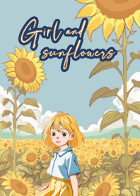 Girl and Sunflowers Field - Beige05