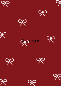 ワインレッドとリボン柄。