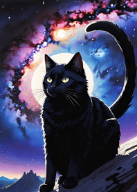 Night Moon Star Cat d19600