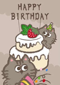 猫紳士女の子誕生日！（茶色）