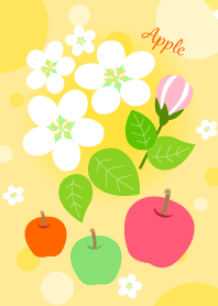 귀여운 사과 꽃과 과일
