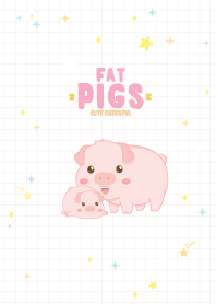 Fat Pigs Cute Cheerful Friendly