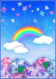 rainbows and hydrangeas.