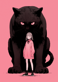 大黑貓與小女孩