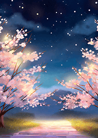 Beautiful night cherry blossoms#351