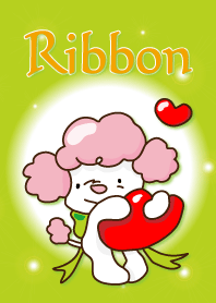 リボンを付けたワンちゃん(ハート)