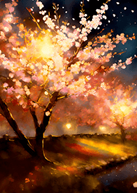 Beautiful night cherry blossoms#1019