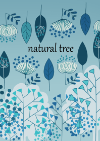 A calm light blue Scandinavian forest.