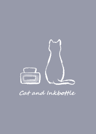 Cat and Inkbottle -gray-