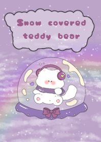 Snow covered teddy bear