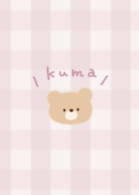 Bear and dull pink check