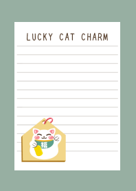 LUCKY CAT CHARM NOTEBOOK-DUSTY GREEN