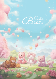 cute bears play in sakura garden 2