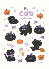 แมวดำแฮปปี้ฮาโลวีน : สีม่วงสดใส