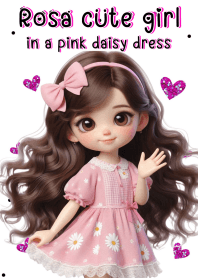 Rosa cute girl in a pink daisy dress.