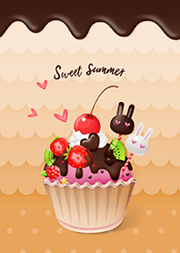 巧克力水果蛋糕和雪糕