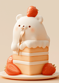 Sweet strawberry cloud bear cake_PK JP