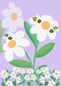 white flowers and bees