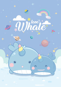 Whale Unicorn Love Galaxy Blue