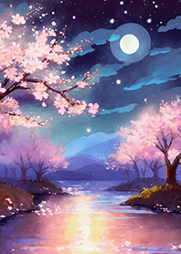 Beautiful night cherry blossoms#267