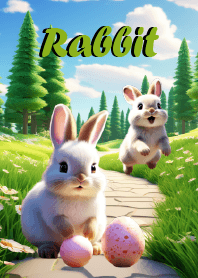 Happy Rabbit in Garden Theme