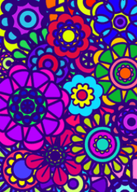 カラフルで可愛いお花(ネイビー)