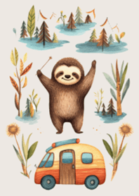 かわいいナマケモノのレーシングドライバー