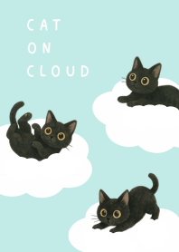 Black Cat on Cloud - Green