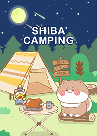 shiba inu- camping/universe/blue