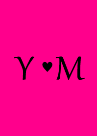 Initial "Y & M" Vivid pink & black.