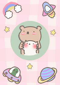 pastel cat and bear