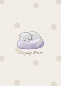Sleeping Kitten -purple- dot