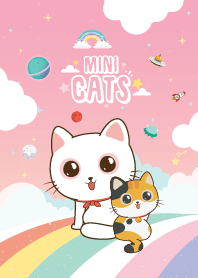 Cats Sky Rainbow Pink Pastel