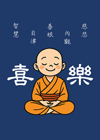可愛小沙彌來祝福(深藍色)