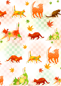 ลายญี่ปุ่นแมว*ฤดูใบไม้ร่วง