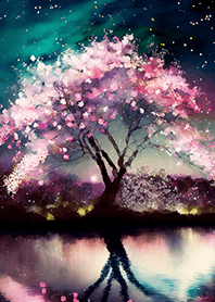Beautiful night cherry blossoms#692
