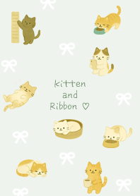green Kitten and Ribbon 03_2