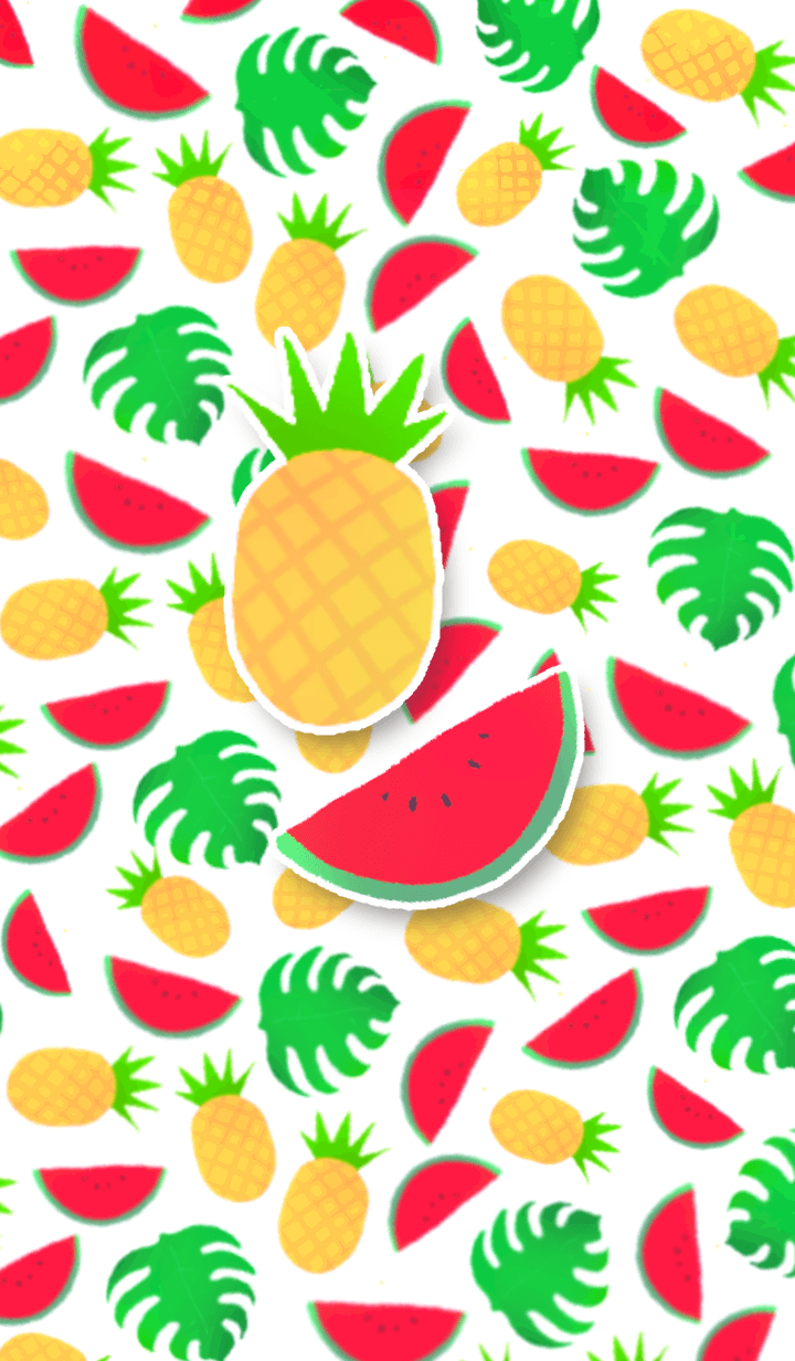 Pineapple and watermelon,tropical theme