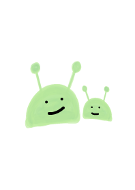 Cute Green Alien with Baby Happy Love