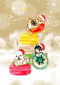 豆柴マカロン6（クリスマス、柴犬、雪）