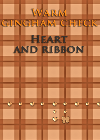 Warm gingham check<Heart and ribbon>