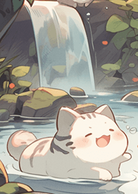 喵星人在瀑布玩水❤療癒您的心32