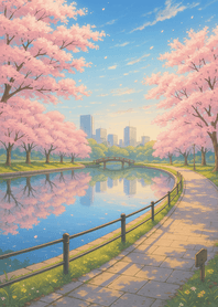 Spring Blossoms Beside Clear Lake