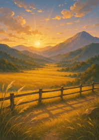 Golden Meadow Sunset Horizon