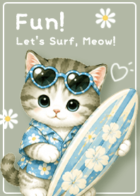 A surfer kitten green