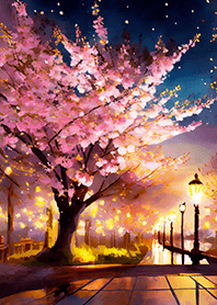 Beautiful night cherry blossoms#461